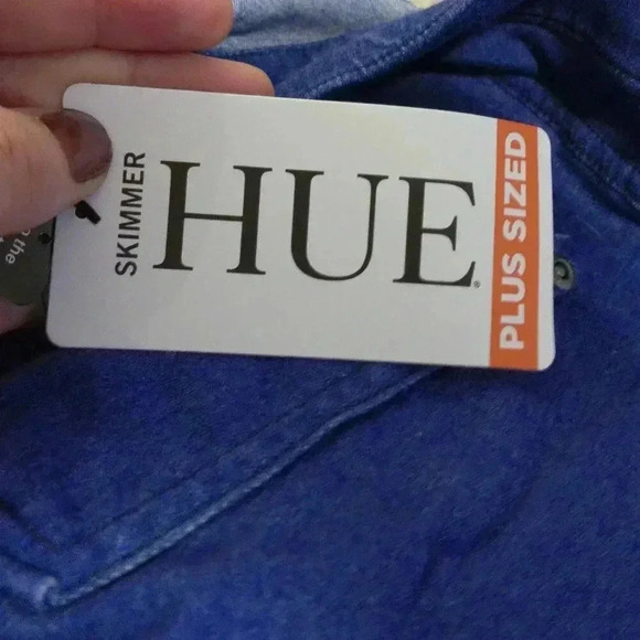 Hue Deep Ultramarine Skimmer Ripped Denim Hi-Rise Leggings / Size 20W - Picture 13 of 16